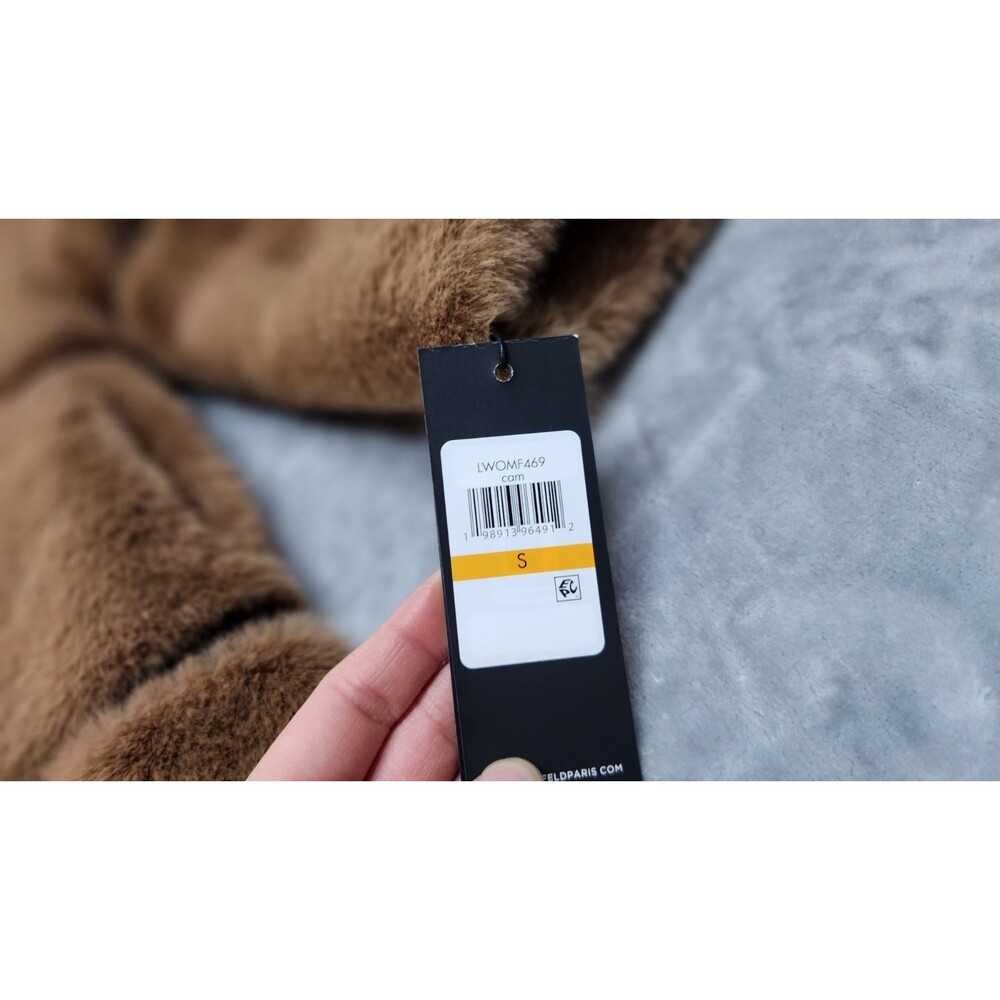 NWT Karl Legerfeld Women's Small Brown Long Faux Fur Coat - Picture 7 of 11